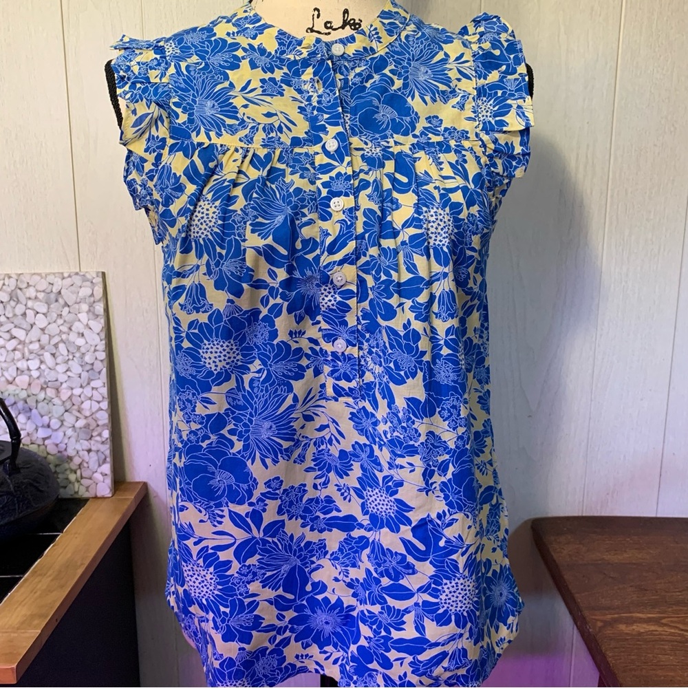 J.Crew Sleeveless Ruffle-trim Top in Floral Bouquet